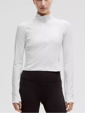 Lululemon Its Rulu Run Cropped Half Zip Updated White XS